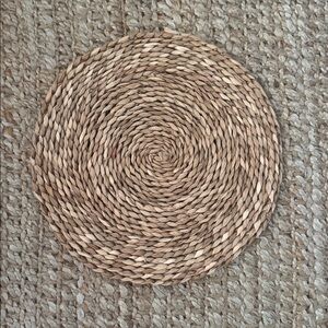 Woven Round Seagrass Placemat hanging rattan wall wall decor Natural Tan
